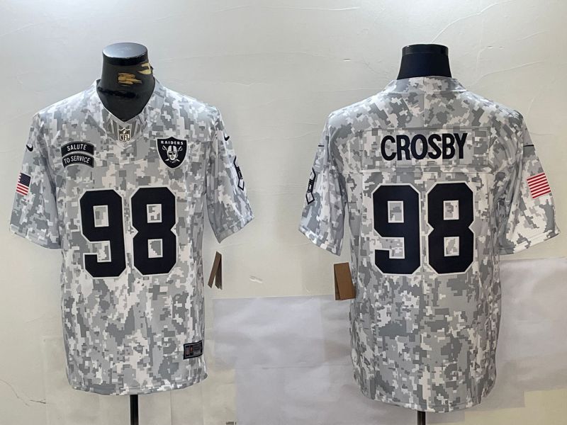 Men Oakland Raiders #98 Crosby Nike Arctic Camo 2024 Salute to Service Limited NFL Jersey